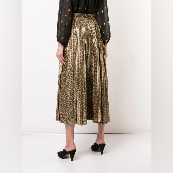ALC Metallic Leopard Pleated Skirt NWT SZ 4 - Picture 5 of 10